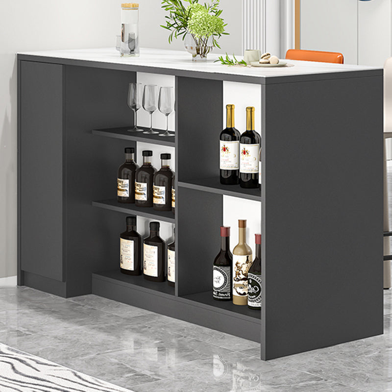 Modern Style Stone Rectangle Bistro Bar Desk Table for Living Room 55.1"L x 23.6"W x 39.4"H Gray-White Without Chairs Clearhalo 'Bar Furniture' 'Bar Tables' 'bar_tables' 'furn' 'furn_bar_tables' 'Furniture' 'Kitchen & Dining Furniture' 7651925