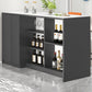 Modern Style Stone Rectangle Bistro Bar Desk Table for Living Room 63"L x 23.6"W x 39.4"H Gray-White Without Chairs Clearhalo 'Bar Furniture' 'Bar Tables' 'bar_tables' 'furn' 'furn_bar_tables' 'Furniture' 'Kitchen & Dining Furniture' 7651928