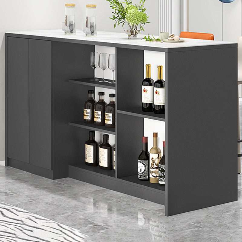 Modern Style Stone Rectangle Bistro Bar Desk Table for Living Room 63"L x 23.6"W x 39.4"H Gray-White Without Chairs Clearhalo 'Bar Furniture' 'Bar Tables' 'bar_tables' 'furn' 'furn_bar_tables' 'Furniture' 'Kitchen & Dining Furniture' 7651928