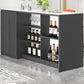 Modern Style Stone Rectangle Bistro Bar Desk Table for Living Room 70.9"L x 23.6"W x 39.4"H Gray-White Without Chairs Clearhalo 'Bar Furniture' 'Bar Tables' 'bar_tables' 'furn' 'furn_bar_tables' 'Furniture' 'Kitchen & Dining Furniture' 7651930