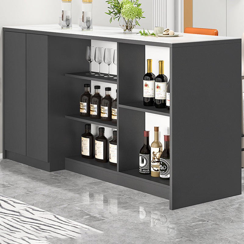 Modern Style Stone Rectangle Bistro Bar Desk Table for Living Room 70.9"L x 23.6"W x 39.4"H Gray-White Without Chairs Clearhalo 'Bar Furniture' 'Bar Tables' 'bar_tables' 'furn' 'furn_bar_tables' 'Furniture' 'Kitchen & Dining Furniture' 7651930