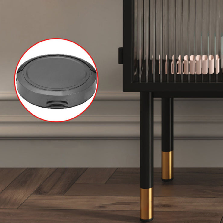 Portes en verre Armoire à plate-forme noire Style glam 35.4 "H table de buffet