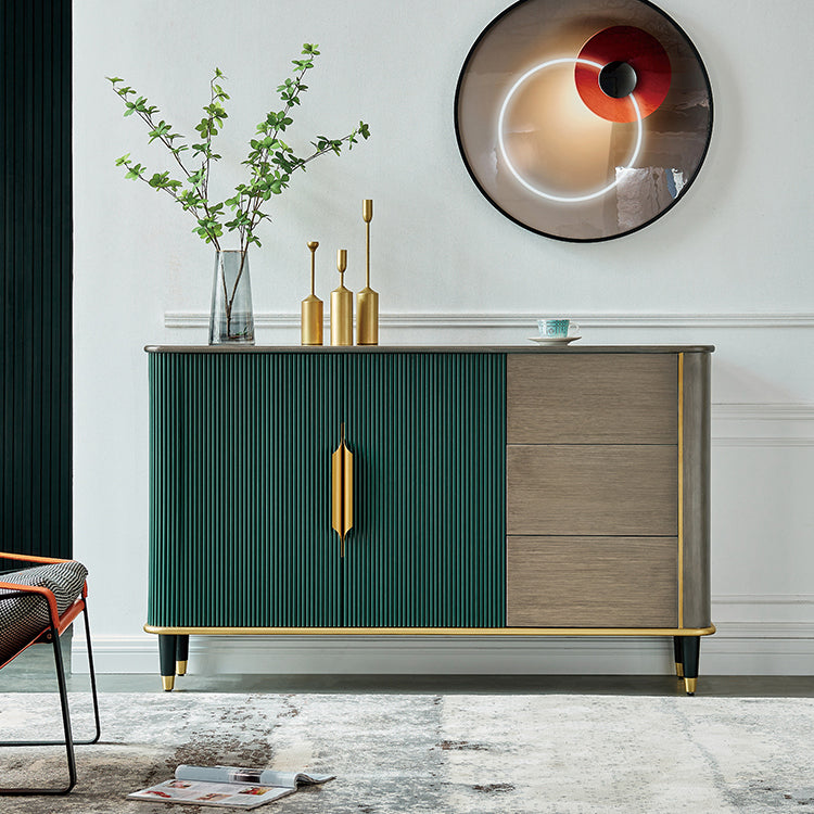 Armadi in stile glam a buffet a buffet ingegnerizzato in legno a buffet con 3-cassetti