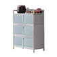 Contemporary Blue Metal Sideboard Glass Buffet Table for Living Room