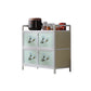 Contemporary Blue Metal Sideboard Glass Buffet Table for Living Room