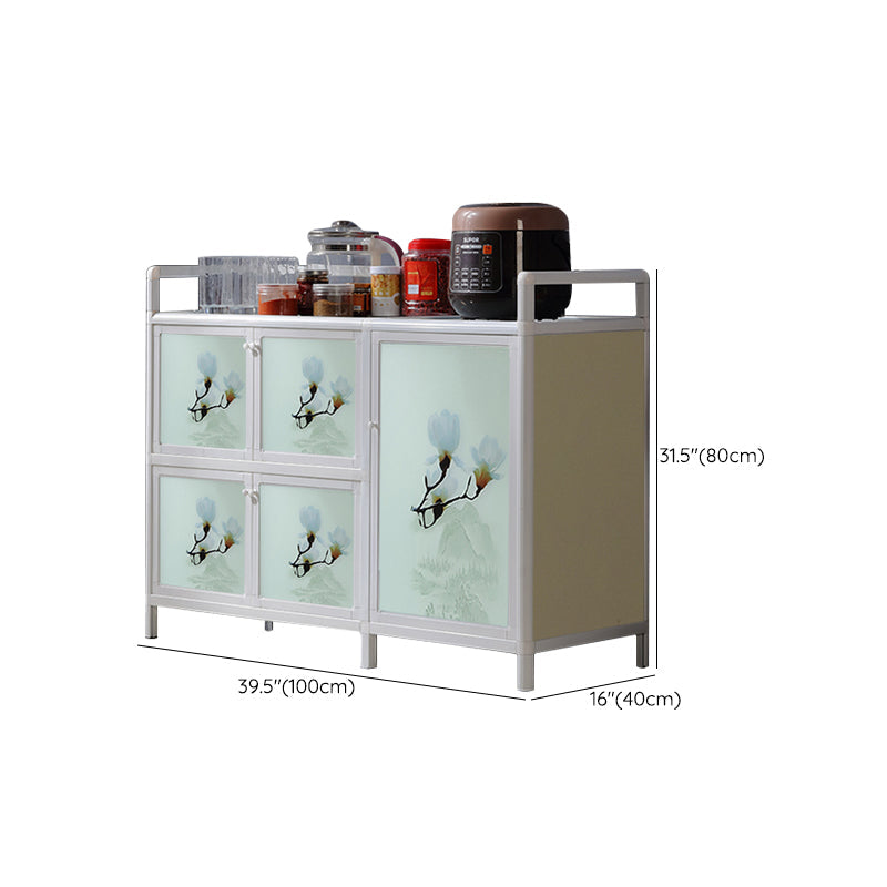 Tavolo da buffet di vetro blu contemporaneo in metallo blu per soggiorno