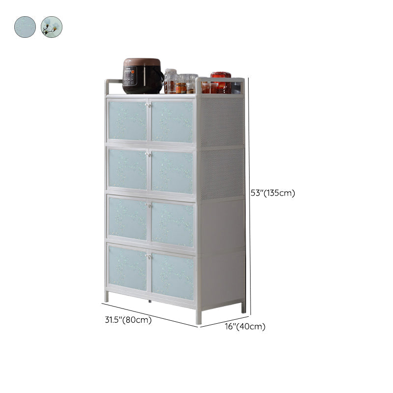 Tavolo da buffet di vetro blu contemporaneo in metallo blu per soggiorno