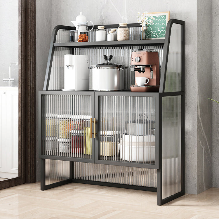 Glam Glass Doors Sideboard Cabinet Dining Room Metallic Credenza Clearhalo 'buffet_sideboard' 'Buffets & Sideboards' 'furn' 'furn_buffet_sideboard' 'Furniture' 'Kitchen & Dining Furniture' 7652245