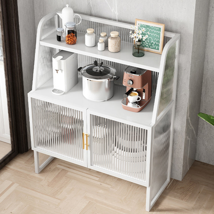 Glam Glass Doors Sideboard Cabinet Dining Room Metallic Credenza White Clearhalo 'buffet_sideboard' 'Buffets & Sideboards' 'furn' 'furn_buffet_sideboard' 'Furniture' 'Kitchen & Dining Furniture' 7652247