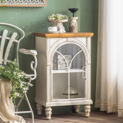 Traditional Display Stand Solid Wood Glass Doors Hutch Cabinet for Bedroom 20"L x 14"W x 33"H White Clearhalo 'Display & China Cabinets' 'display_china_cabinets' 'furn' 'furn_display_china_cabinets' 'Furniture' 'Kitchen & Dining Furniture' 7652297