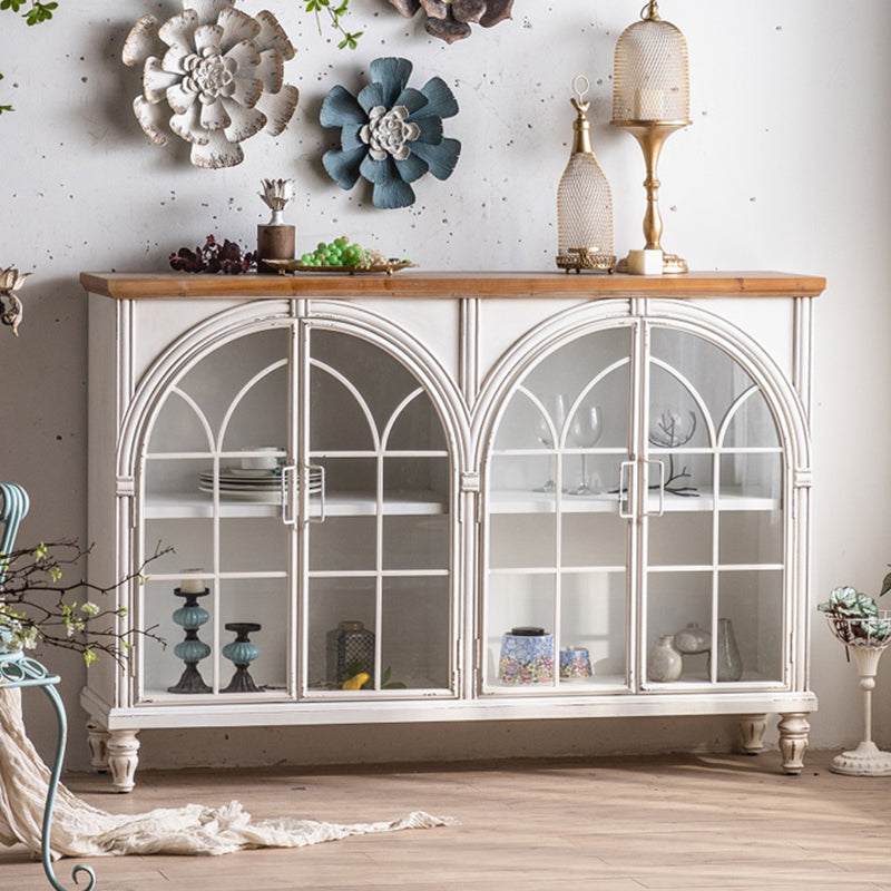 Traditional Display Stand Solid Wood Glass Doors Hutch Cabinet for Bedroom 59"L x 14"W x 41"H White Clearhalo 'Display & China Cabinets' 'display_china_cabinets' 'furn' 'furn_display_china_cabinets' 'Furniture' 'Kitchen & Dining Furniture' 7652299