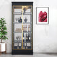 Contemporary Style Solid Wood Floor Wine Bottle Holder with Storage Shelves