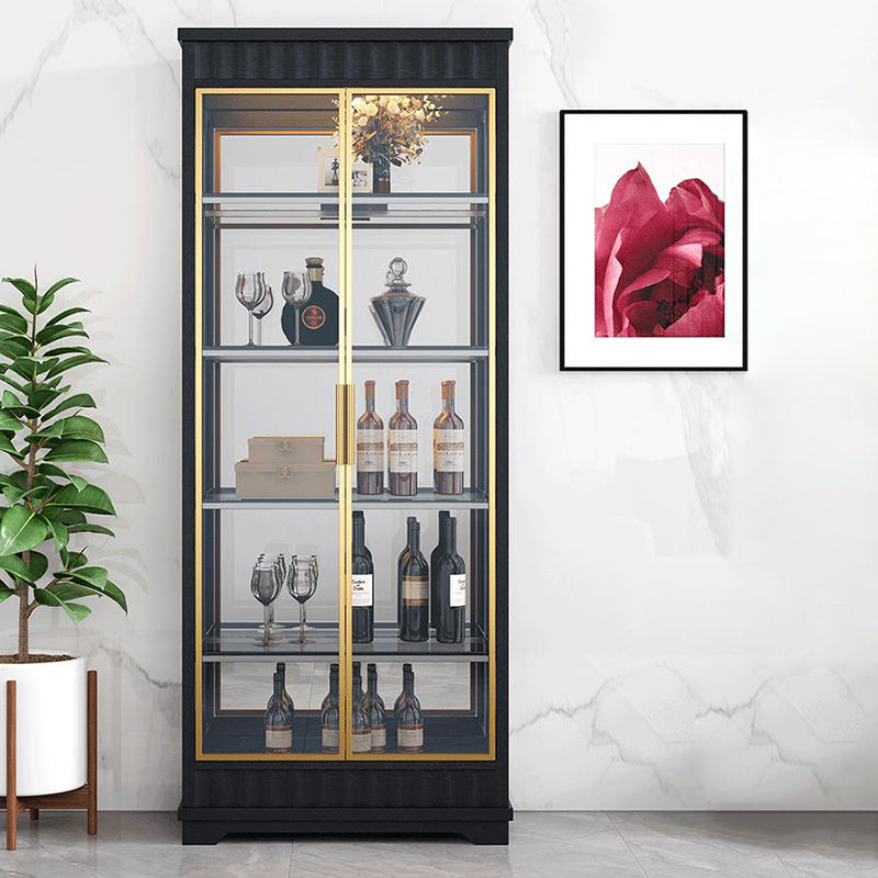 Contemporary Style Solid Wood Floor Wine Bottle Holder with Storage Shelves