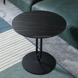 Stone Top Accent Side Table Rundes Sockel Wohnzimmer Metall Ecktisch