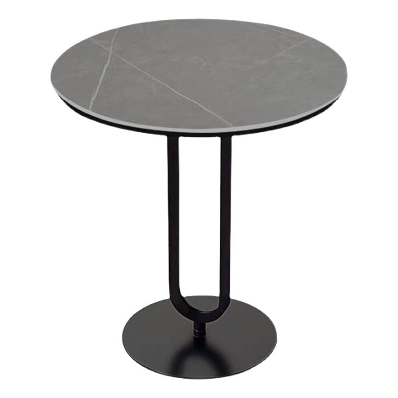 Stone Top Accent Side Table Rundes Sockel Wohnzimmer Metall Ecktisch
