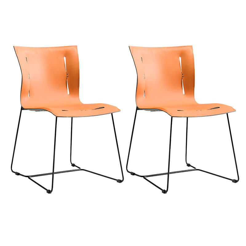 Metal Frame Dining Room Chair Indoor Faux Leather Dining Chair Orange 2 Piece Set Clearhalo 'Dining Chairs' 'Dining Tables & Seating' 'dining_chair' 'furn' 'furn_dining_chair' 'Furniture' 'Kitchen & Dining Furniture' 7655089