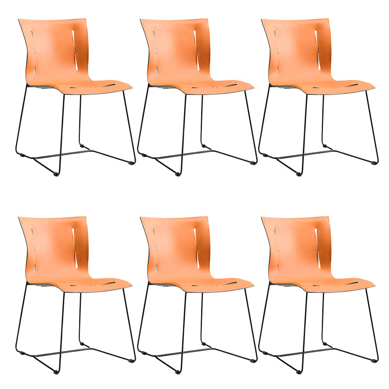 Metal Frame Dining Room Chair Indoor Faux Leather Dining Chair Orange 6 Piece Set Clearhalo 'Dining Chairs' 'Dining Tables & Seating' 'dining_chair' 'furn' 'furn_dining_chair' 'Furniture' 'Kitchen & Dining Furniture' 7655092