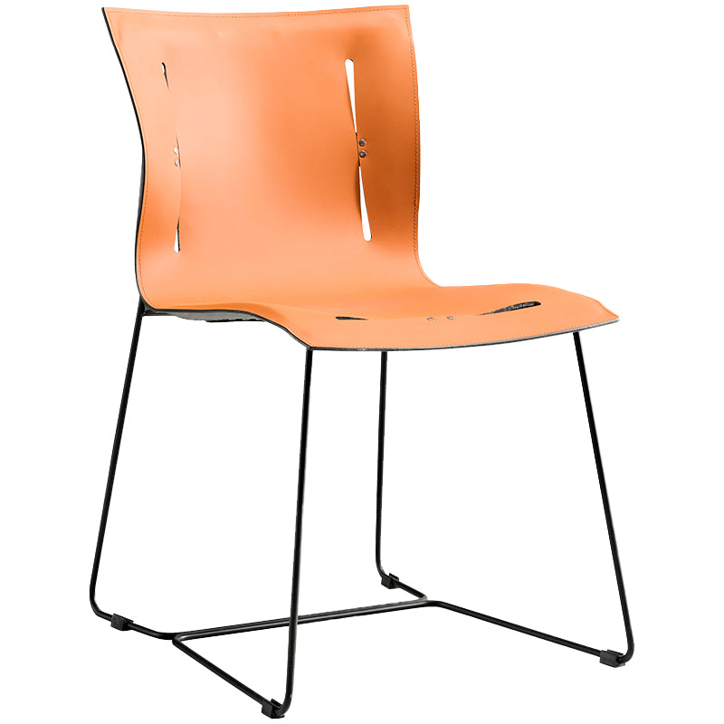 Metal Frame Dining Room Chair Indoor Faux Leather Dining Chair Orange 1 Piece Clearhalo 'Dining Chairs' 'Dining Tables & Seating' 'dining_chair' 'furn' 'furn_dining_chair' 'Furniture' 'Kitchen & Dining Furniture' 7655096
