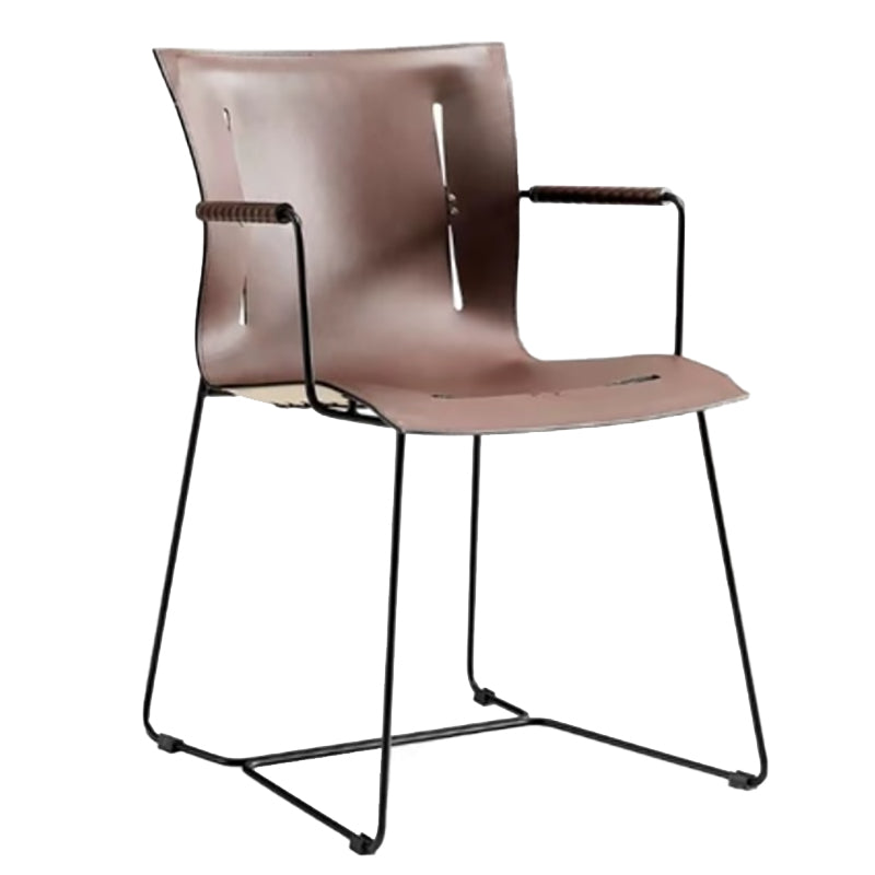 Metal Frame Dining Room Chair Indoor Faux Leather Dining Chair Brown 1 Piece Clearhalo 'Dining Chairs' 'Dining Tables & Seating' 'dining_chair' 'furn' 'furn_dining_chair' 'Furniture' 'Kitchen & Dining Furniture' 7655097