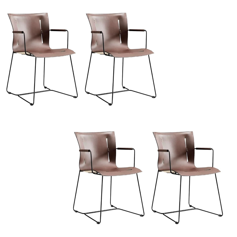 Metal Frame Dining Room Chair Indoor Faux Leather Dining Chair Brown 4 Piece Set Clearhalo 'Dining Chairs' 'Dining Tables & Seating' 'dining_chair' 'furn' 'furn_dining_chair' 'Furniture' 'Kitchen & Dining Furniture' 7655100