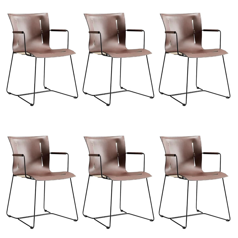 Metal Frame Dining Room Chair Indoor Faux Leather Dining Chair Brown 6 Piece Set Clearhalo 'Dining Chairs' 'Dining Tables & Seating' 'dining_chair' 'furn' 'furn_dining_chair' 'Furniture' 'Kitchen & Dining Furniture' 7655103