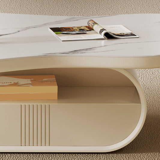 Abstract Coffee o End Table Slate con cassetti di stoccaggio geometrici