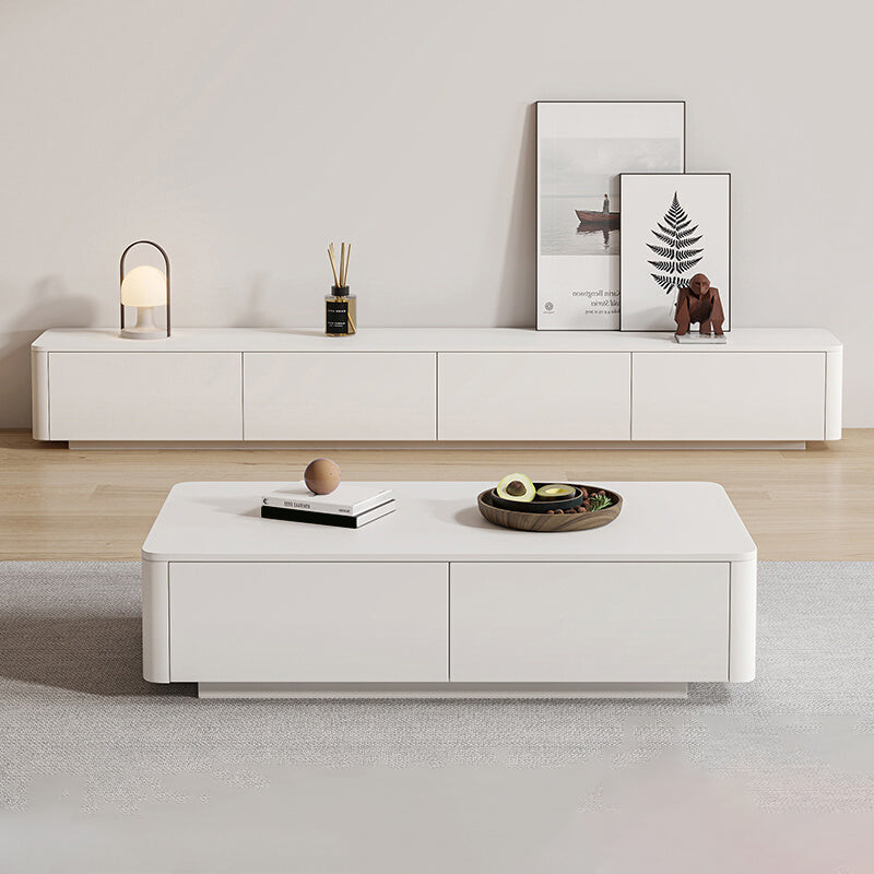 Block Coffee Cocktail Table with 4 Storage Drawers Wood Top Modern Clearhalo 'Coffee & Accent Tables' 'Coffee Tables' 'coffee_tables' 'furn' 'furn_coffee_tables' 'Furniture' 'Living Room Furniture' 7655714