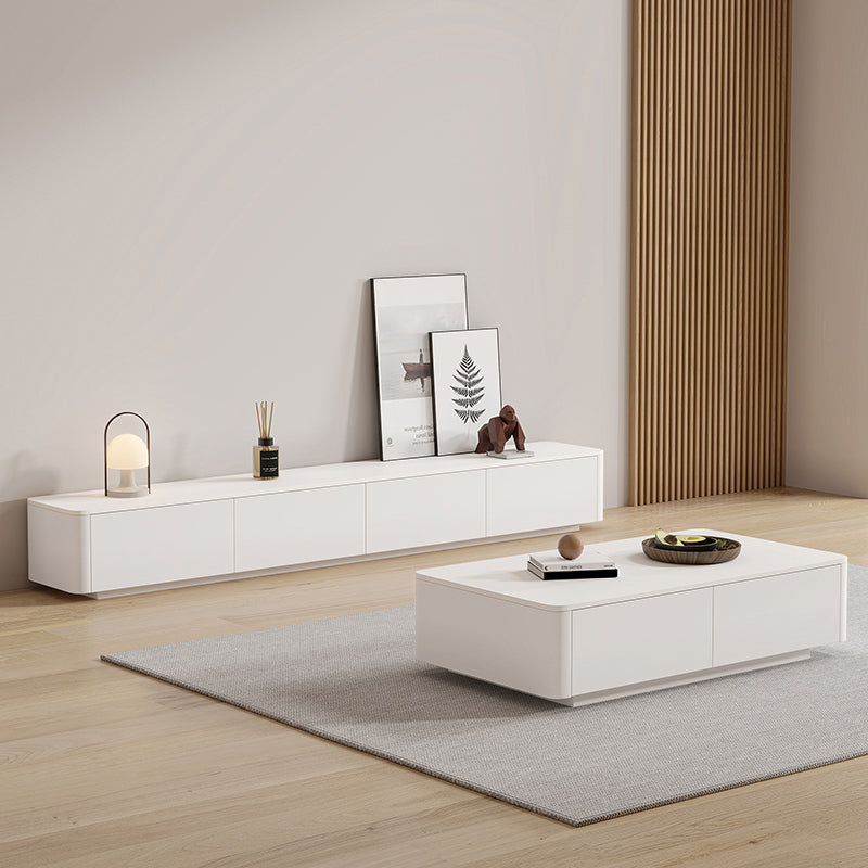 Block Coffee Cocktail Table with 4 Storage Drawers Wood Top Modern Clearhalo 'Coffee & Accent Tables' 'Coffee Tables' 'coffee_tables' 'furn' 'furn_coffee_tables' 'Furniture' 'Living Room Furniture' 7655717