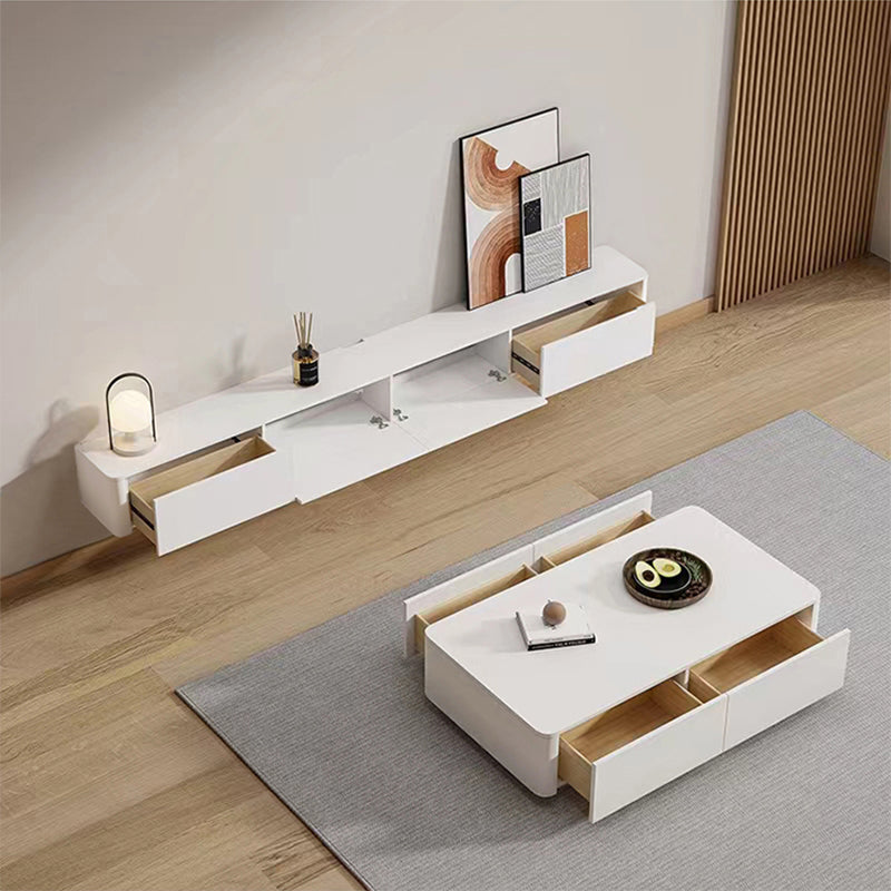 Block Coffee Cocktail Table with 4 Storage Drawers Wood Top Modern Clearhalo 'Coffee & Accent Tables' 'Coffee Tables' 'coffee_tables' 'furn' 'furn_coffee_tables' 'Furniture' 'Living Room Furniture' 7655720