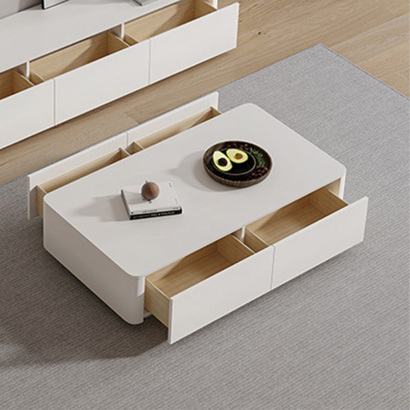 Block Coffee Cocktail Table with 4 Storage Drawers Wood Top Modern Clearhalo 'Coffee & Accent Tables' 'Coffee Tables' 'coffee_tables' 'furn' 'furn_coffee_tables' 'Furniture' 'Living Room Furniture' 7655722
