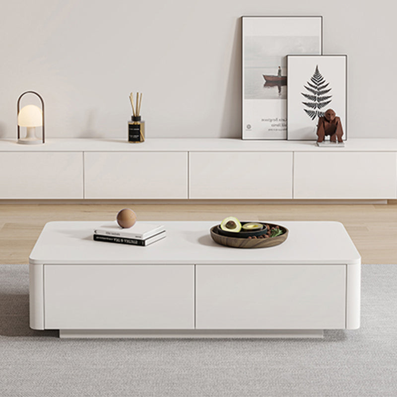 Block Coffee Cocktail Table with 4 Storage Drawers Wood Top Modern Clearhalo 'Coffee & Accent Tables' 'Coffee Tables' 'coffee_tables' 'furn' 'furn_coffee_tables' 'Furniture' 'Living Room Furniture' 7655723