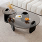 3 Legs Coffee Cocktail Table with Round Glass Top Contemporary Clearhalo 'Coffee & Accent Tables' 'Coffee Tables' 'coffee_tables' 'furn' 'furn_coffee_tables' 'Furniture' 'Living Room Furniture' 7655740