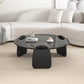 3 Legs Coffee Cocktail Table with Round Glass Top Contemporary Gray Clearhalo 'Coffee & Accent Tables' 'Coffee Tables' 'coffee_tables' 'furn' 'furn_coffee_tables' 'Furniture' 'Living Room Furniture' 7655741