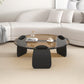 3 Legs Coffee Cocktail Table with Round Glass Top Contemporary Brown Clearhalo 'Coffee & Accent Tables' 'Coffee Tables' 'coffee_tables' 'furn' 'furn_coffee_tables' 'Furniture' 'Living Room Furniture' 7655742