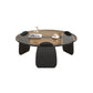 3 Legs Coffee Cocktail Table with Round Glass Top Contemporary Clearhalo 'Coffee & Accent Tables' 'Coffee Tables' 'coffee_tables' 'furn' 'furn_coffee_tables' 'Furniture' 'Living Room Furniture' 7655749
