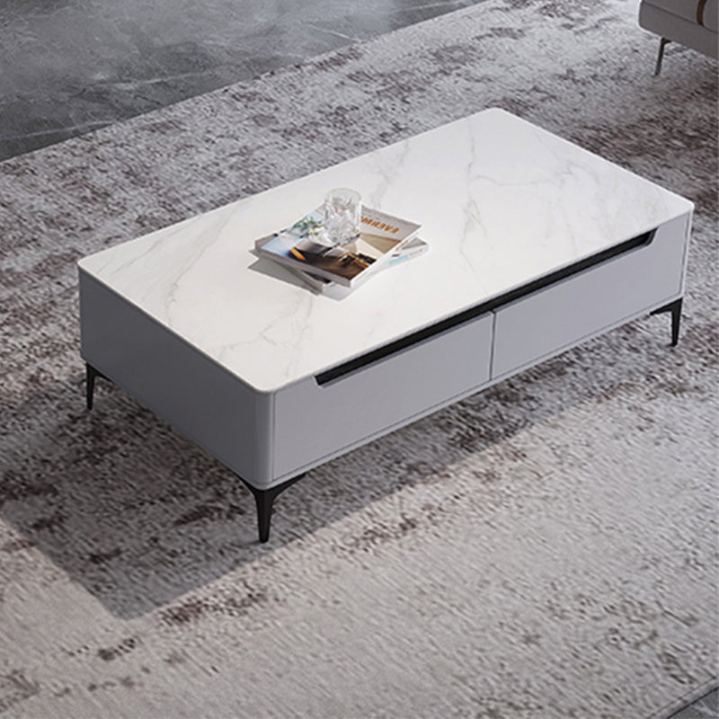 4 Legs Coffee Cocktail Table with 4 Storage Drawers Slate Top Rectangle Clearhalo 'Coffee & Accent Tables' 'Coffee Tables' 'coffee_tables' 'furn' 'furn_coffee_tables' 'Furniture' 'Living Room Furniture' 7655759