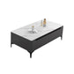 4 Legs Coffee Cocktail Table with 4 Storage Drawers Slate Top Rectangle Dark Grey Clearhalo 'Coffee & Accent Tables' 'Coffee Tables' 'coffee_tables' 'furn' 'furn_coffee_tables' 'Furniture' 'Living Room Furniture' 7655760