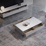 4 gambe tavolo da cocktail caffè con 4 cassetti di stoccaggio rettangolo top