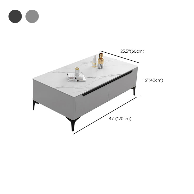 4 Legs Coffee Cocktail Table with 4 Storage Drawers Slate Top Rectangle Clearhalo 'Coffee & Accent Tables' 'Coffee Tables' 'coffee_tables' 'furn' 'furn_coffee_tables' 'Furniture' 'Living Room Furniture' 7655770