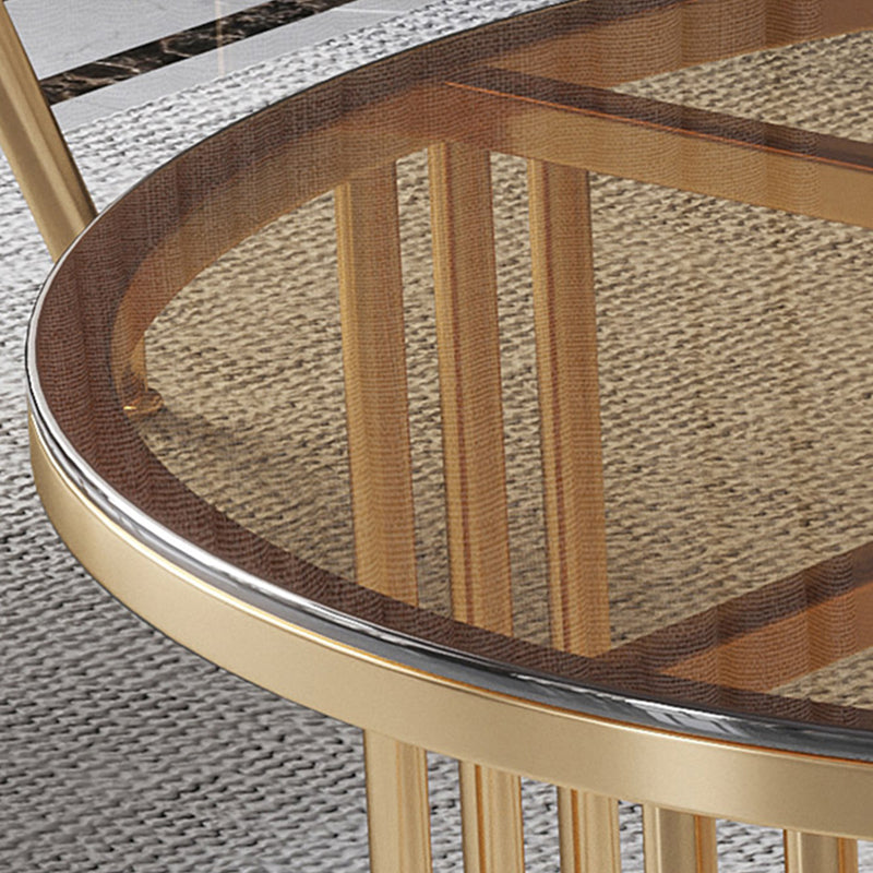 Drum Coffee Cocktail Table with 2 Storage Drawers Slate Top Round