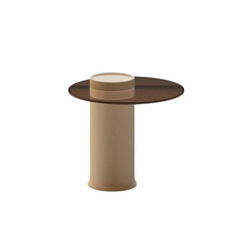 Slate/Wooden Top Coffee Cocktail Table Round Scandinavian Cream Color 20"L x 20"W x 16"H Glass Clearhalo 'Coffee & Accent Tables' 'Coffee Tables' 'coffee_tables' 'furn' 'furn_coffee_tables' 'Furniture' 'Living Room Furniture' 7655789