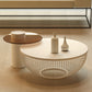Slate/Wooden Top Coffee Cocktail Table Round Scandinavian Cream Color Clearhalo 'Coffee & Accent Tables' 'Coffee Tables' 'coffee_tables' 'furn' 'furn_coffee_tables' 'Furniture' 'Living Room Furniture' 7655791