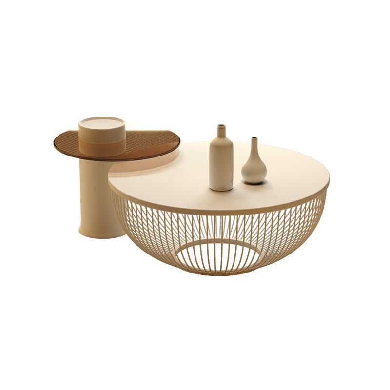 Slate/Wooden Top Coffee Cocktail Table Round Scandinavian Cream Color Wood Clearhalo 'Coffee & Accent Tables' 'Coffee Tables' 'coffee_tables' 'furn' 'furn_coffee_tables' 'Furniture' 'Living Room Furniture' 7655796