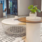 Slate/Wooden Top Coffee Cocktail Table Round Scandinavian Cream Color Clearhalo 'Coffee & Accent Tables' 'Coffee Tables' 'coffee_tables' 'furn' 'furn_coffee_tables' 'Furniture' 'Living Room Furniture' 7655800