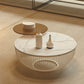 Slate/Wooden Top Coffee Cocktail Table Round Scandinavian Cream Color Clearhalo 'Coffee & Accent Tables' 'Coffee Tables' 'coffee_tables' 'furn' 'furn_coffee_tables' 'Furniture' 'Living Room Furniture' 7655801