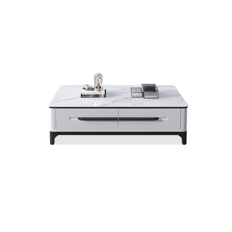 Slate Rectangular Coffee Table with 4 Storage Drawers and 4 Legs 55"L x 30"W x 16.5"H 0.5" Clearhalo 'Coffee & Accent Tables' 'Coffee Tables' 'coffee_tables' 'furn' 'furn_coffee_tables' 'Furniture' 'Living Room Furniture' 7655812