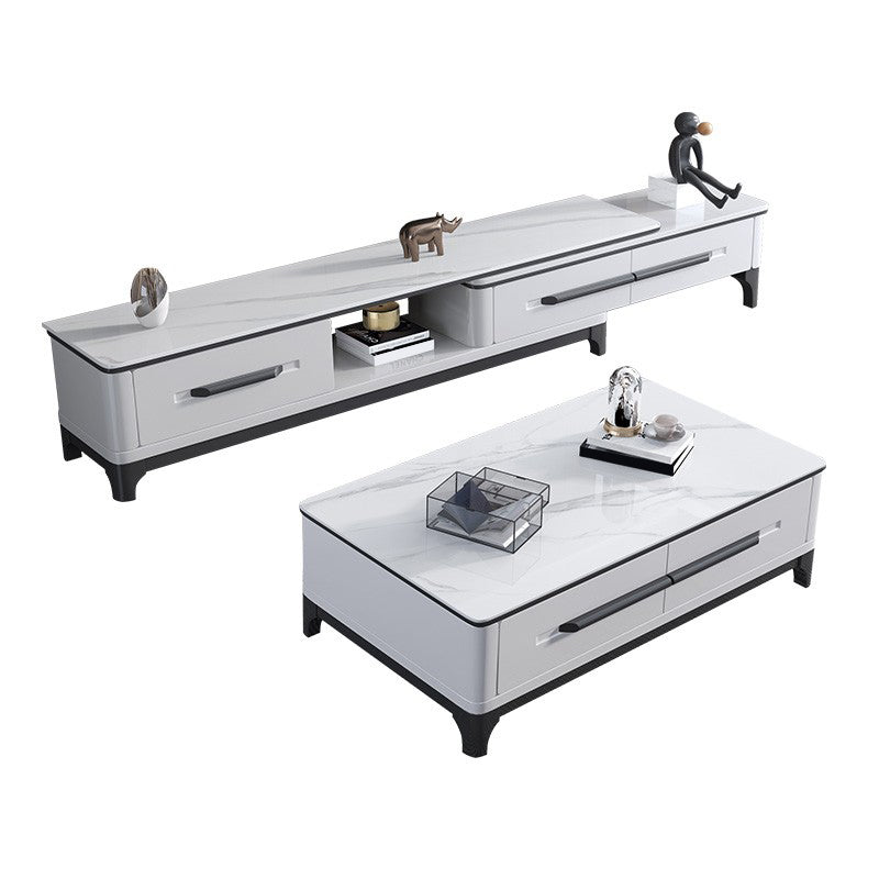 Slate Rectangular Coffee Table with 4 Storage Drawers and 4 Legs Clearhalo 'Coffee & Accent Tables' 'Coffee Tables' 'coffee_tables' 'furn' 'furn_coffee_tables' 'Furniture' 'Living Room Furniture' 7655816