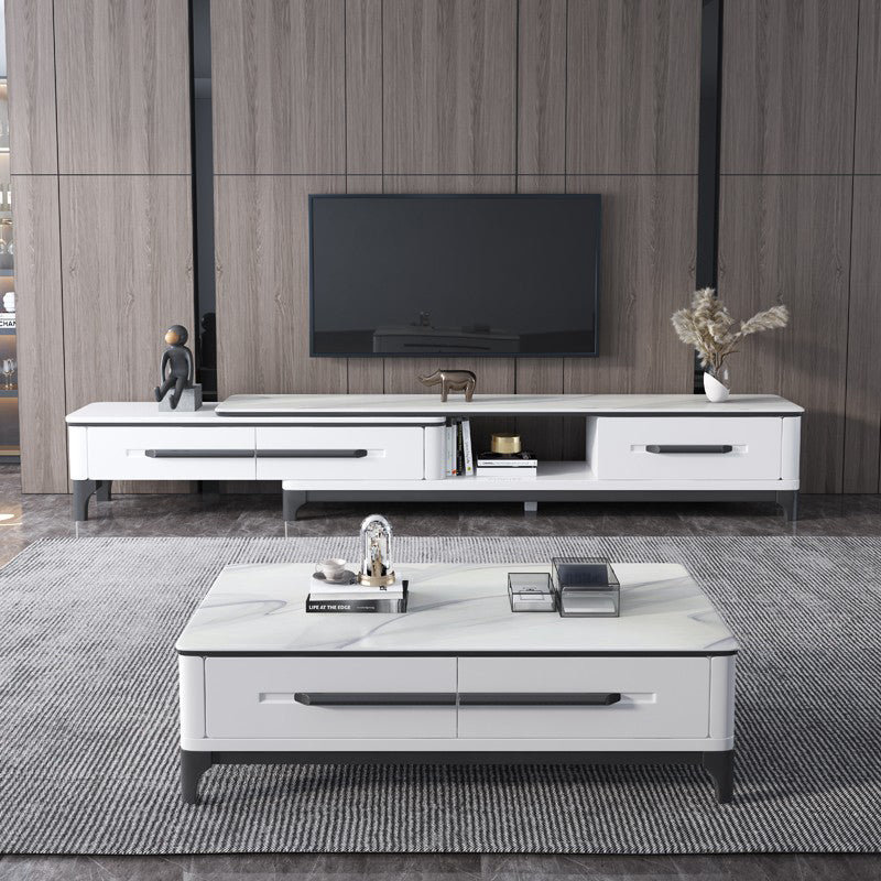 Slate Rectangular Coffee Table with 4 Storage Drawers and 4 Legs Clearhalo 'Coffee & Accent Tables' 'Coffee Tables' 'coffee_tables' 'furn' 'furn_coffee_tables' 'Furniture' 'Living Room Furniture' 7655817