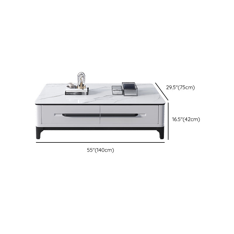 Slate Rectangular Coffee Table with 4 Storage Drawers and 4 Legs Clearhalo 'Coffee & Accent Tables' 'Coffee Tables' 'coffee_tables' 'furn' 'furn_coffee_tables' 'Furniture' 'Living Room Furniture' 7655822