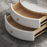 Slate/Glass Top Coffee Table with 2 Storage Drawers Modern Round